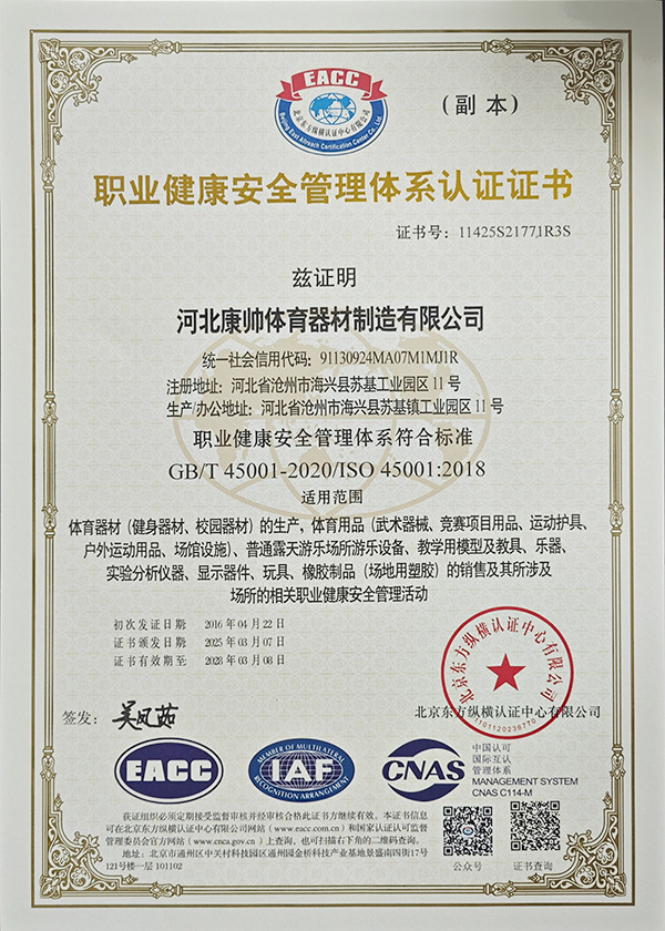 ISO 45001 Certificate